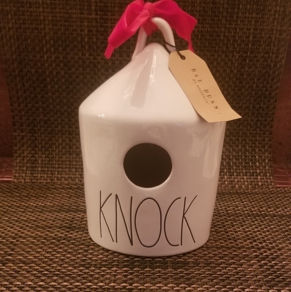 Rae Dunn "Knock" Round Ceramic Birdhouse NWT.